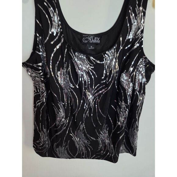 Alex Evenings Black w/Silver Sequins Evening Top/Cardigan Jacket Set size 1X - Picture 3 of 9